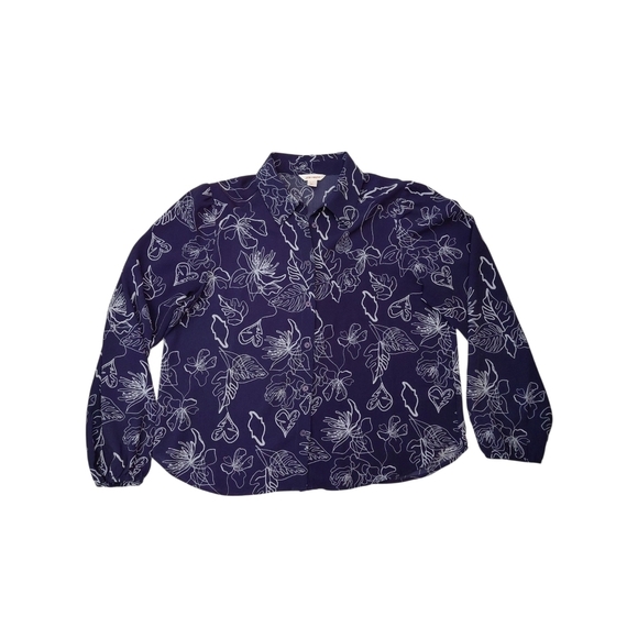 Joe Fresh Tops - Joe Fresh Blue and White Patterned Blouse